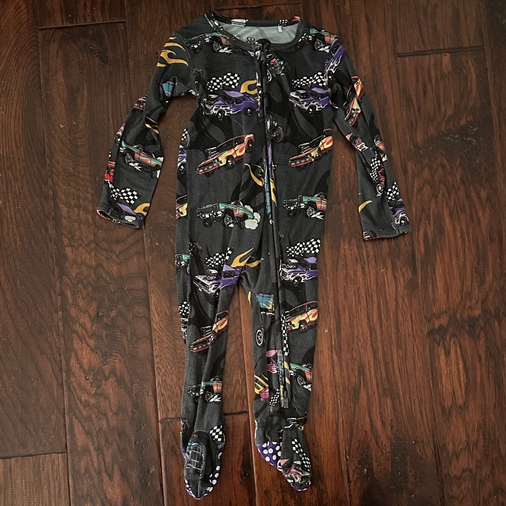 Bums and Roses Race Car Print Bamboo Footie Pajamas